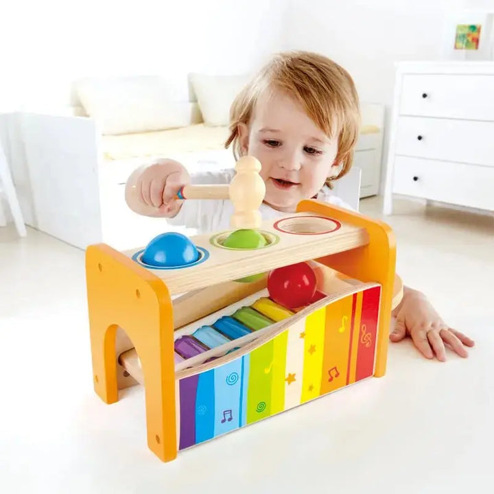 Pound & Tap Bench with Slide Out Xylophone by Hape