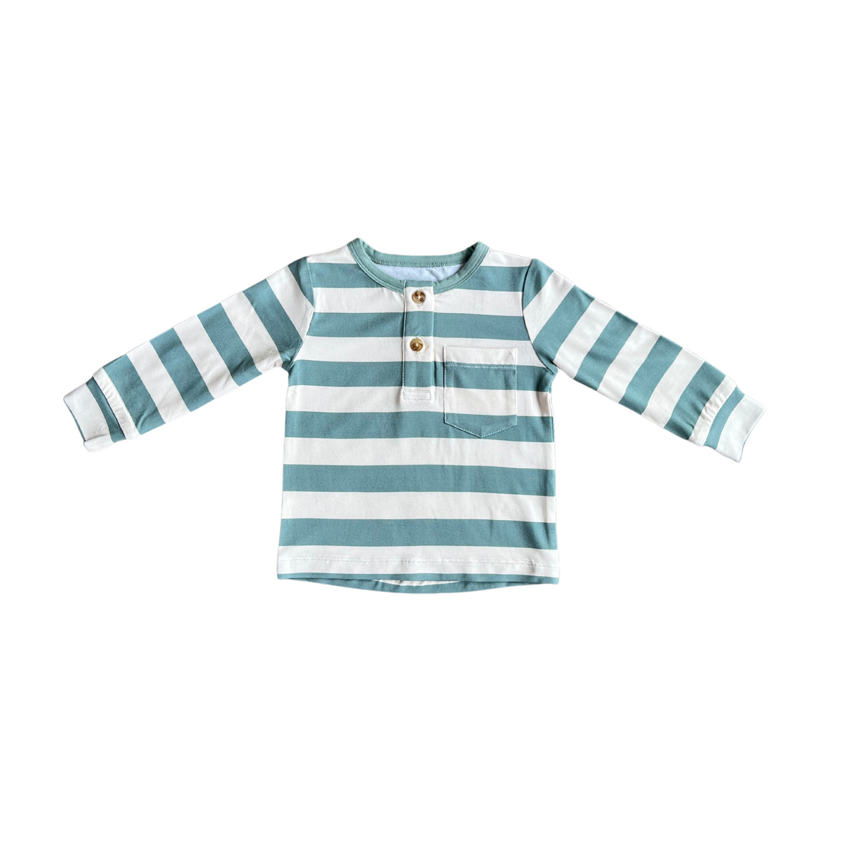 Long Sleeve Henley Shirt - Iceberg Stripe by babysprouts
