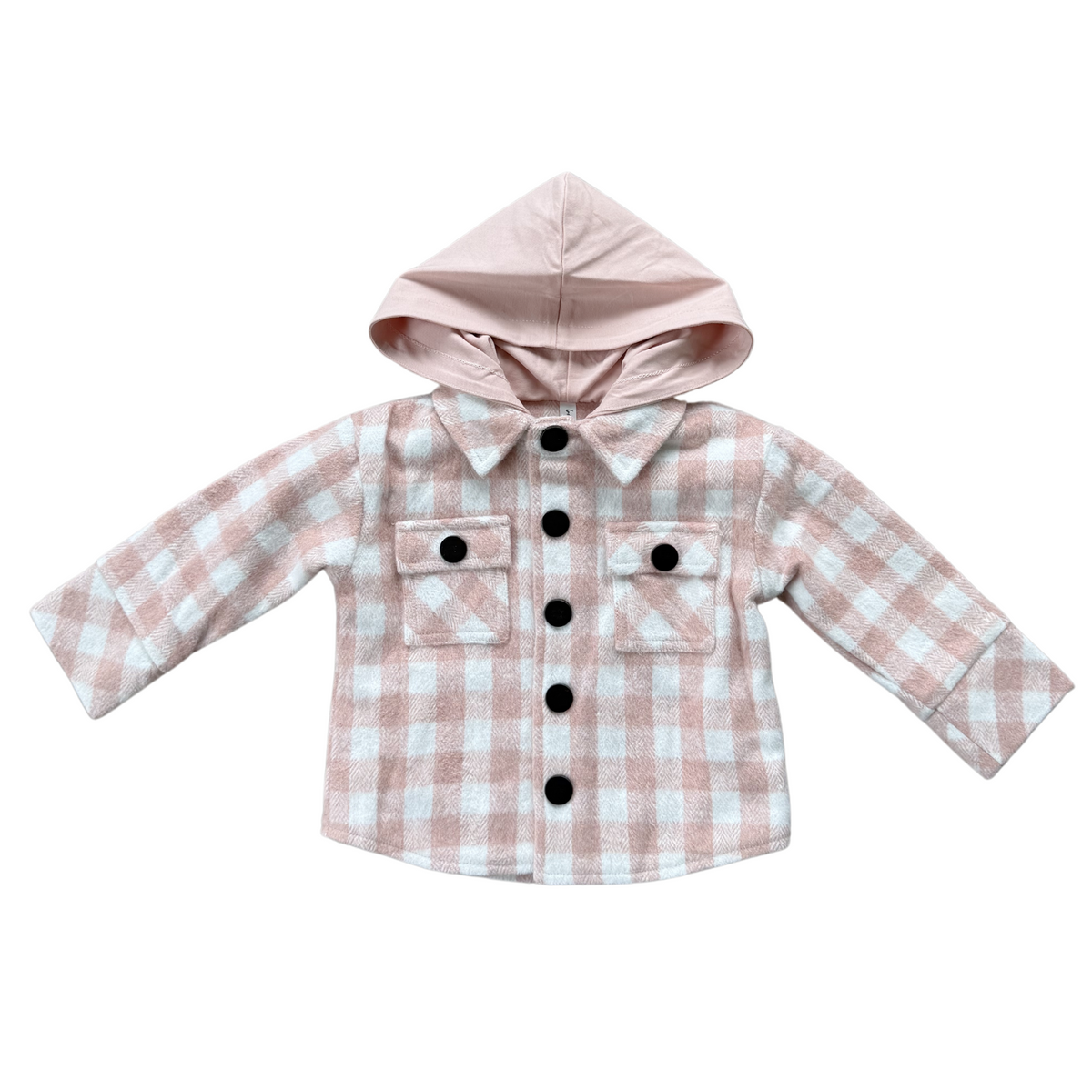 Hooded Shacket- Misty Rose Plaid by babysprouts