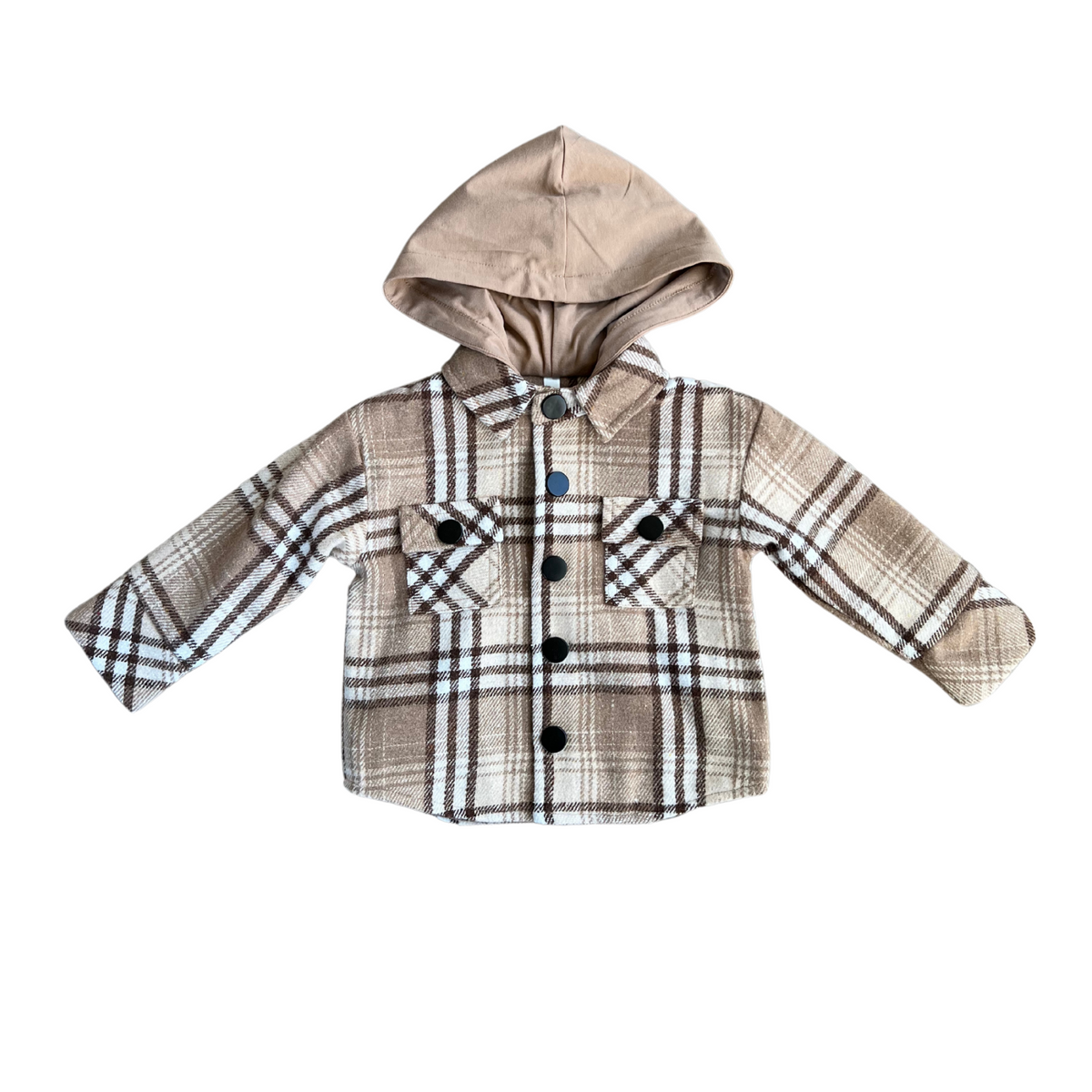 Hooded Shacket - Mocha Plaid by babysprouts