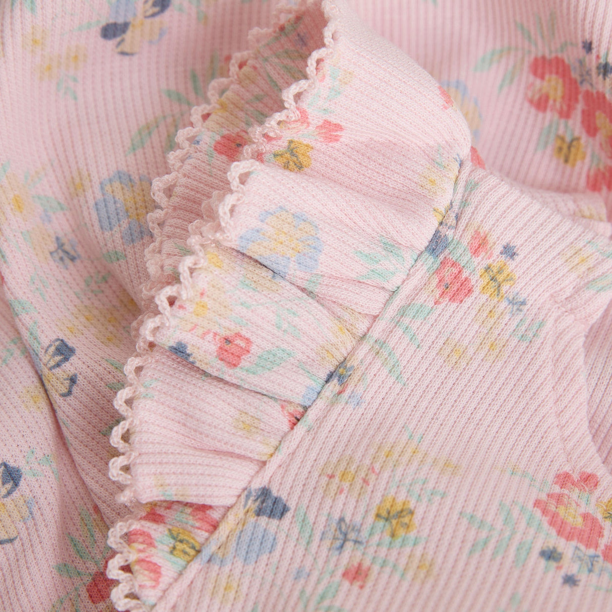 Girls Ribbed Sleeveless Romper in Floral by Minymo