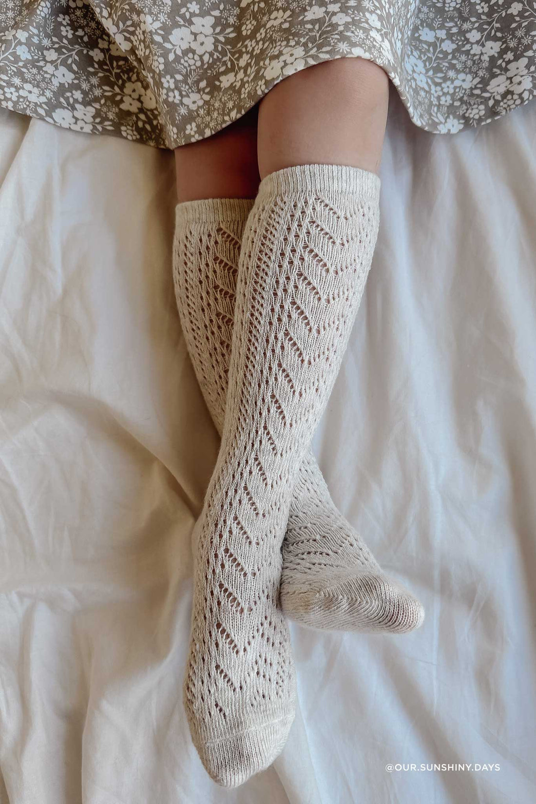 Cable Weave Knee High Sock - Light Oatmeal Marle by Jamie Kay