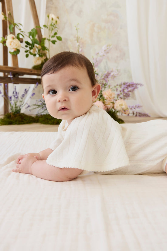 Organic Cotton Josephine Playsuit- Sweet Heart Pointelle Parchment by Jamie Kay