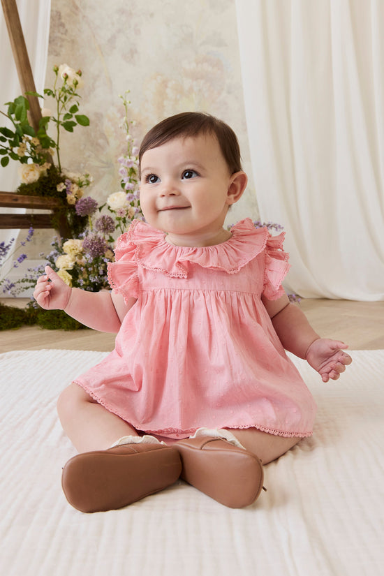 Organic Cotton Frannie Playsuit- Swiss Pink by Jamie Kay