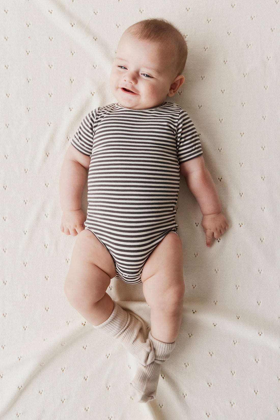 Organic Cotton Hudson Short Sleeve Bodysuit - Black Olive by Jamie Kay