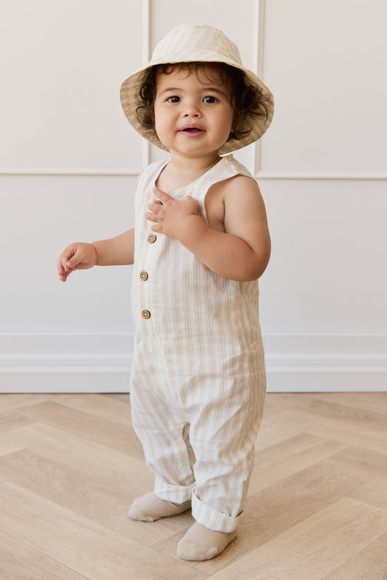 Organic Cotton Milo Jumpsuit- Variegated Stripe Foam by Jamie Kay