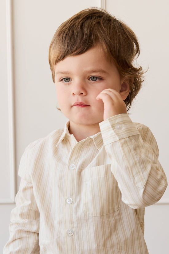 Organic Cotton Isaiah Shirt- Variegated Stripe Foam by Jamie Kay