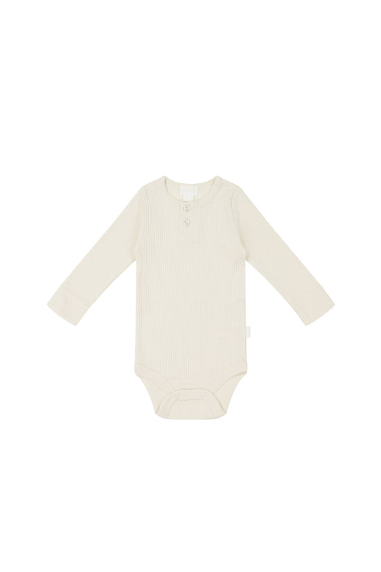 Organic Cotton Modal Long Sleeve Bodysuit- Parchment by Jamie Kay
