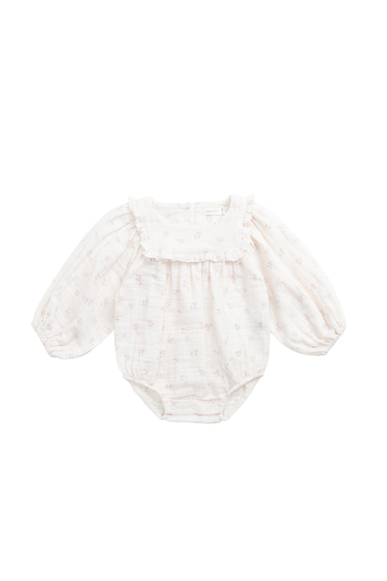 Organic Cotton Muslin Frances Playsuit - Pauline Pink by Jamie Kay