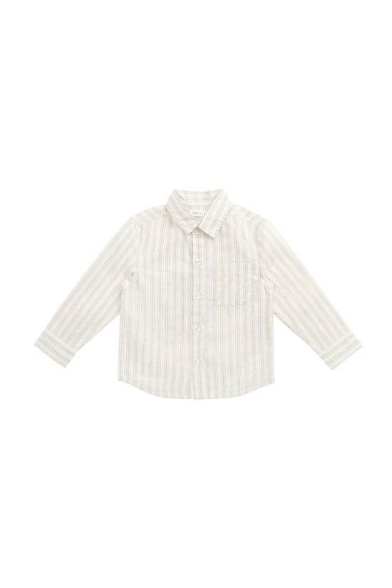 Organic Cotton Isaiah Shirt- Variegated Stripe Foam by Jamie Kay