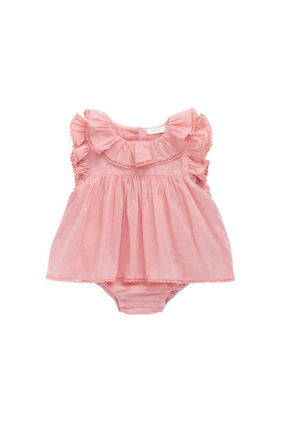 Organic Cotton Frannie Playsuit- Swiss Pink by Jamie Kay