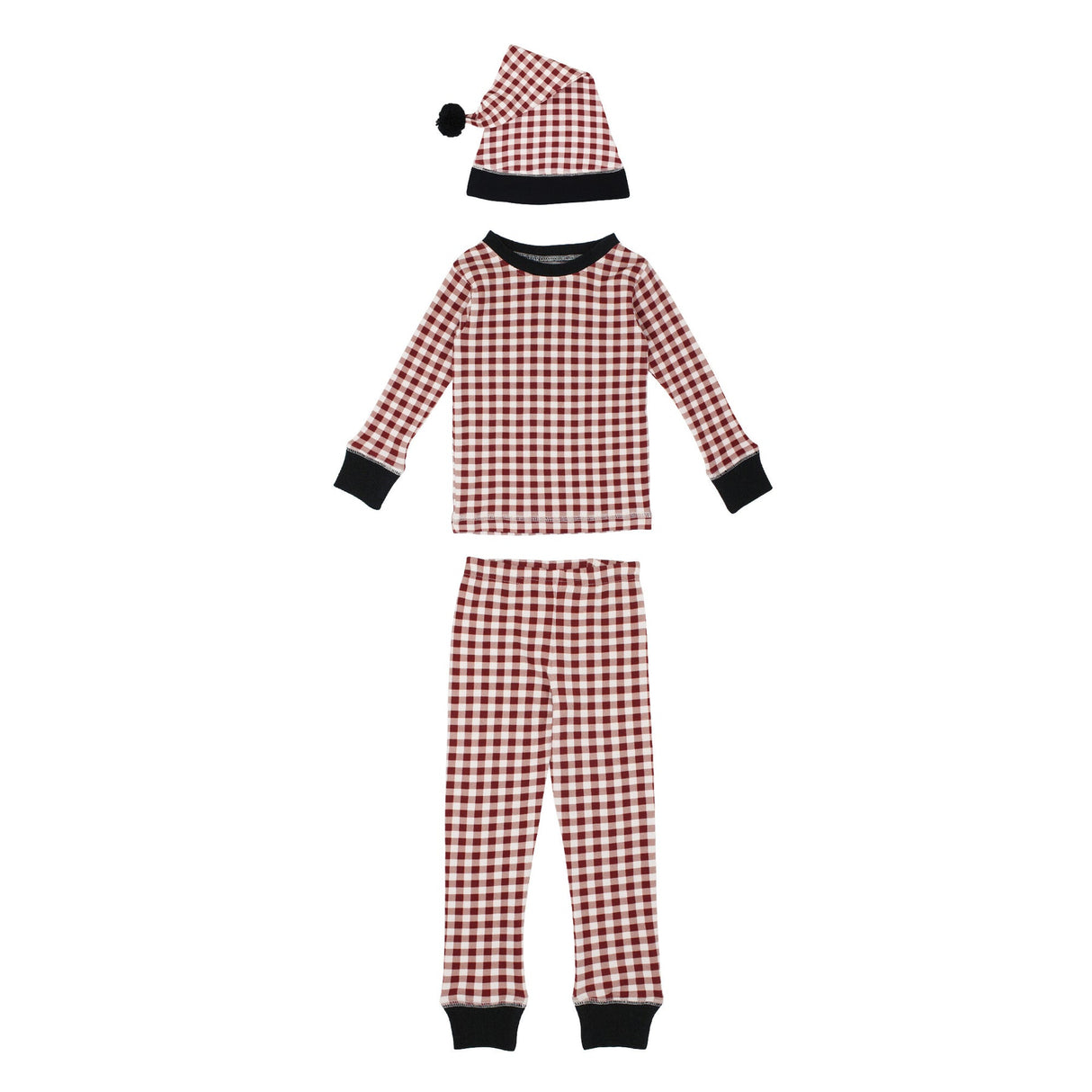Kids' Organic Holiday PJ & Cap Set in Crimson Plaid by L'ovedbaby