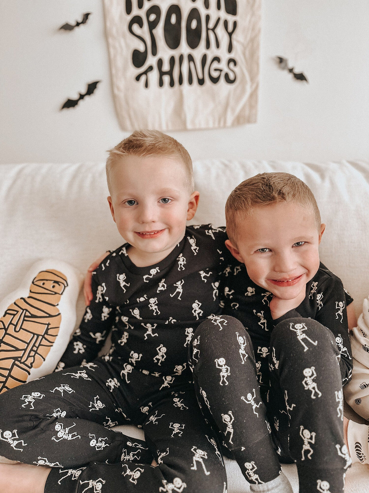 Kids' Organic L/Sleeve PJ Set in Dancing Skeletons by L'ovedbaby