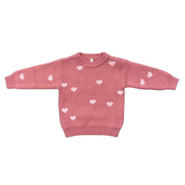 Knit Sweater- Pink Hearts by Babysprouts