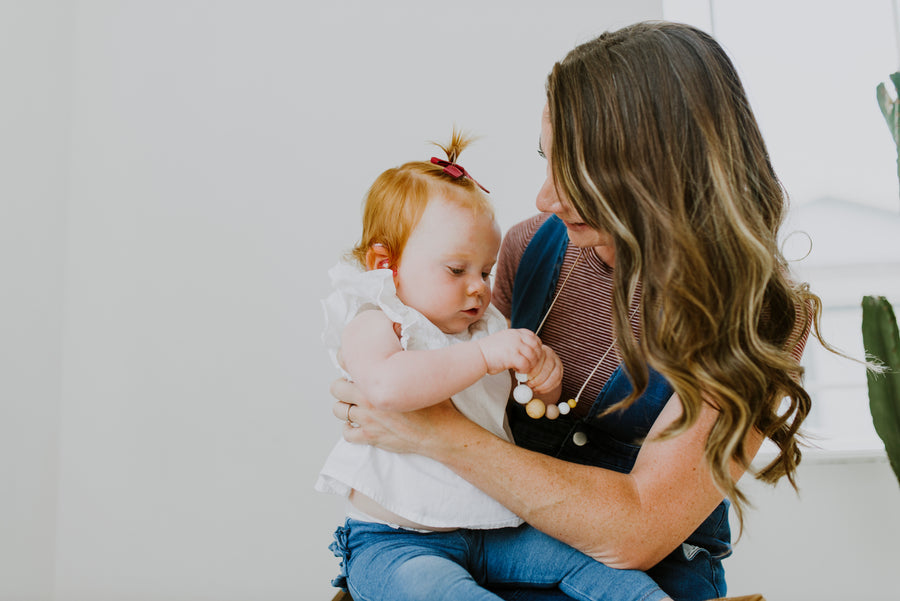 The McKenzie Moonstone Teething Necklace by Chewable Charm