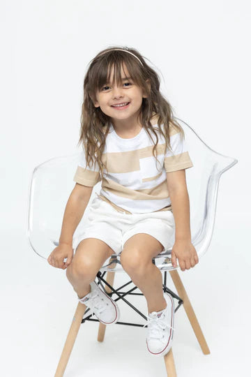 Striped Tee - Beige by Little Bipsy