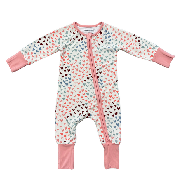 Long Sleeve Zip Romper- Rainbow Hearts by Babysprouts