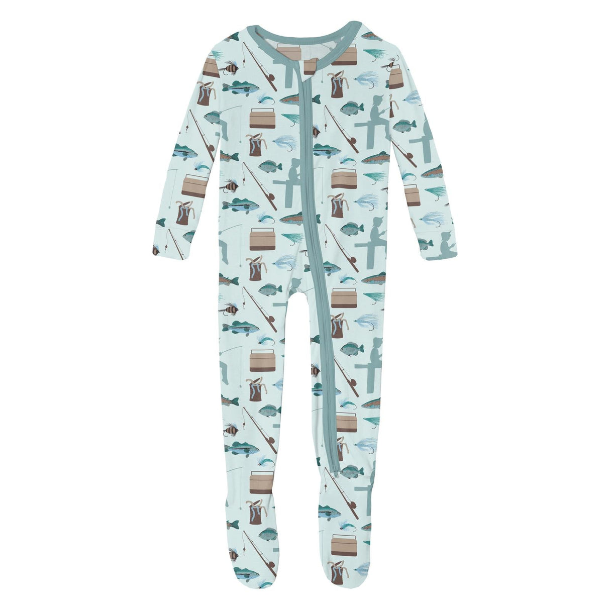 Print Footie with 2 Way Zipper in Fresh Air Fishing by Kickee
