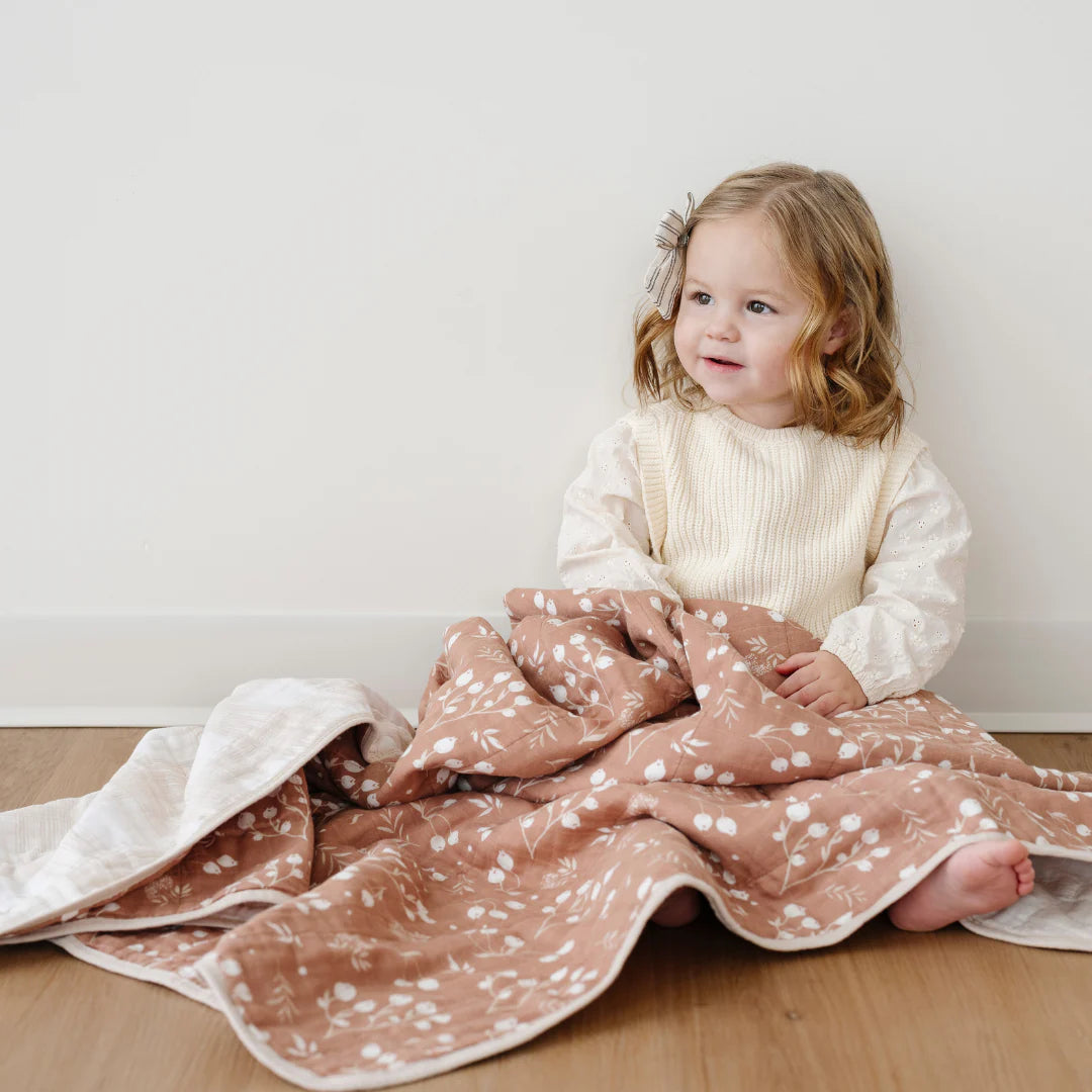 Cotton Muslin 4-Layer Quilt- Simple Buds by Saranoni