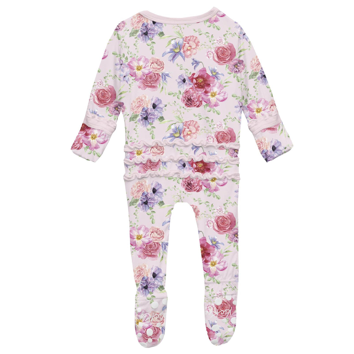 Muffin Ruffle Footie w/ 2 Way Zipper- Shrinking Violet Dreamy Floral by Kickee Pants