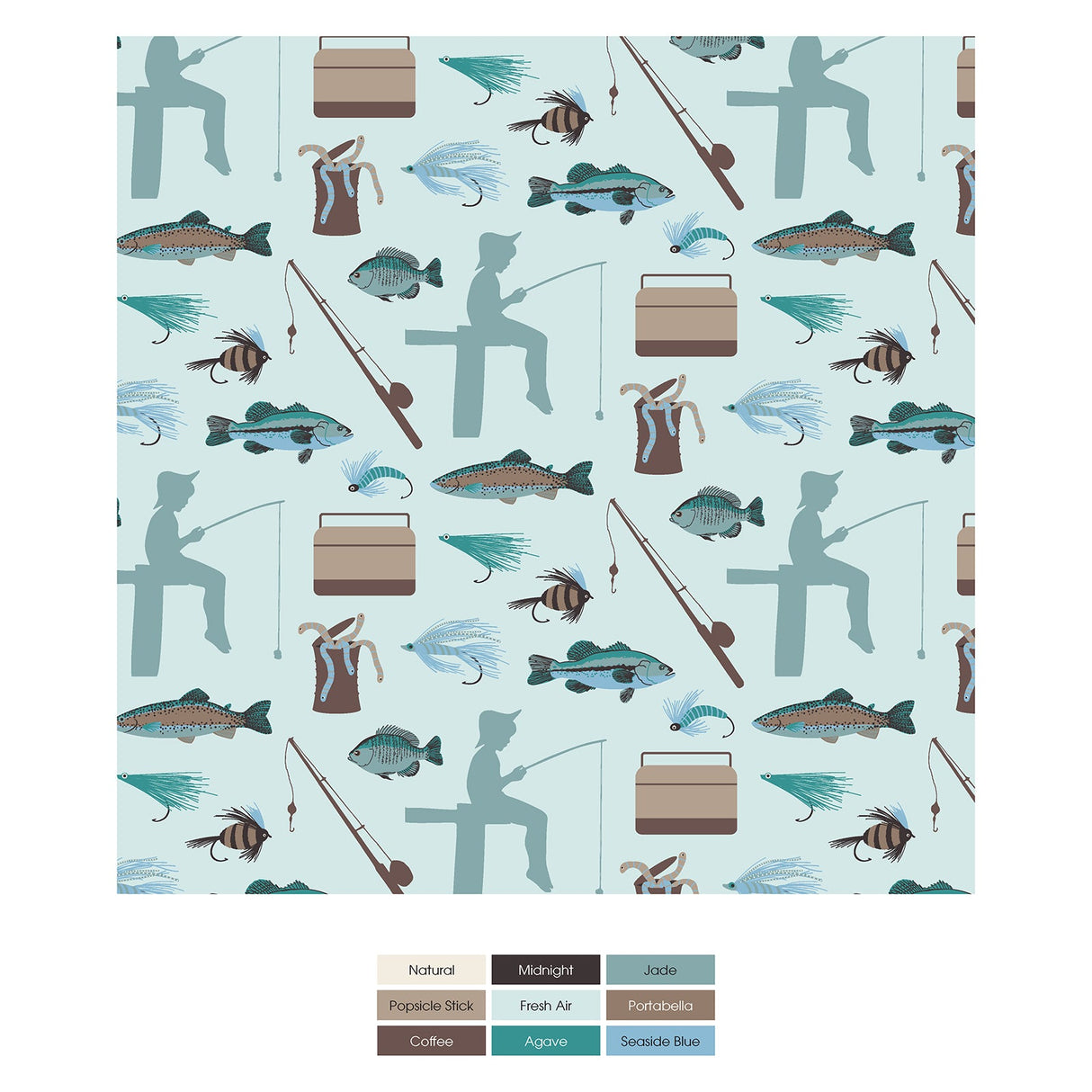 Print Footie with 2 Way Zipper in Fresh Air Fishing by Kickee