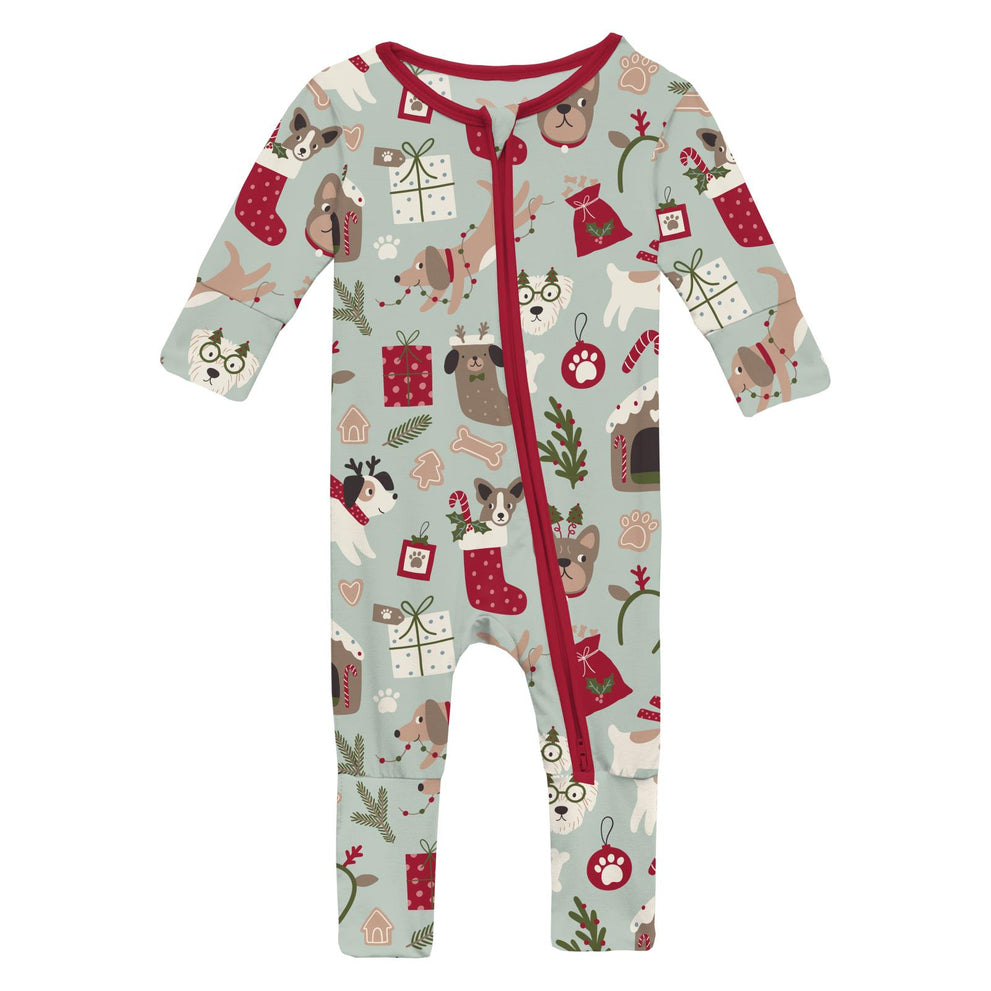 Print Convertible Coverall- Aloe Christmas Dogs by Kickee Pants