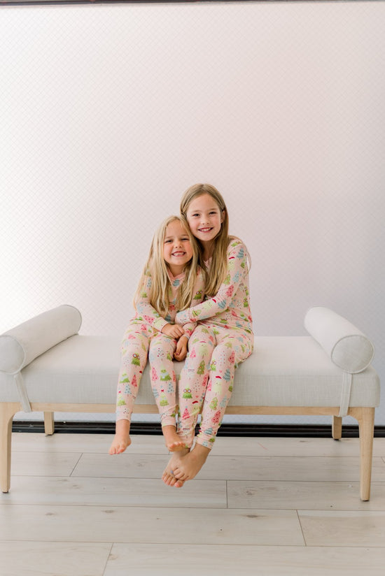 Print Long Sleeve Pajama Set- Baby Rose Cute Trees by Kickee Pants