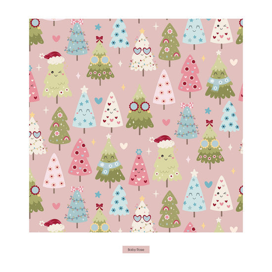 Print Long Sleeve Pajama Set- Baby Rose Cute Trees by Kickee Pants