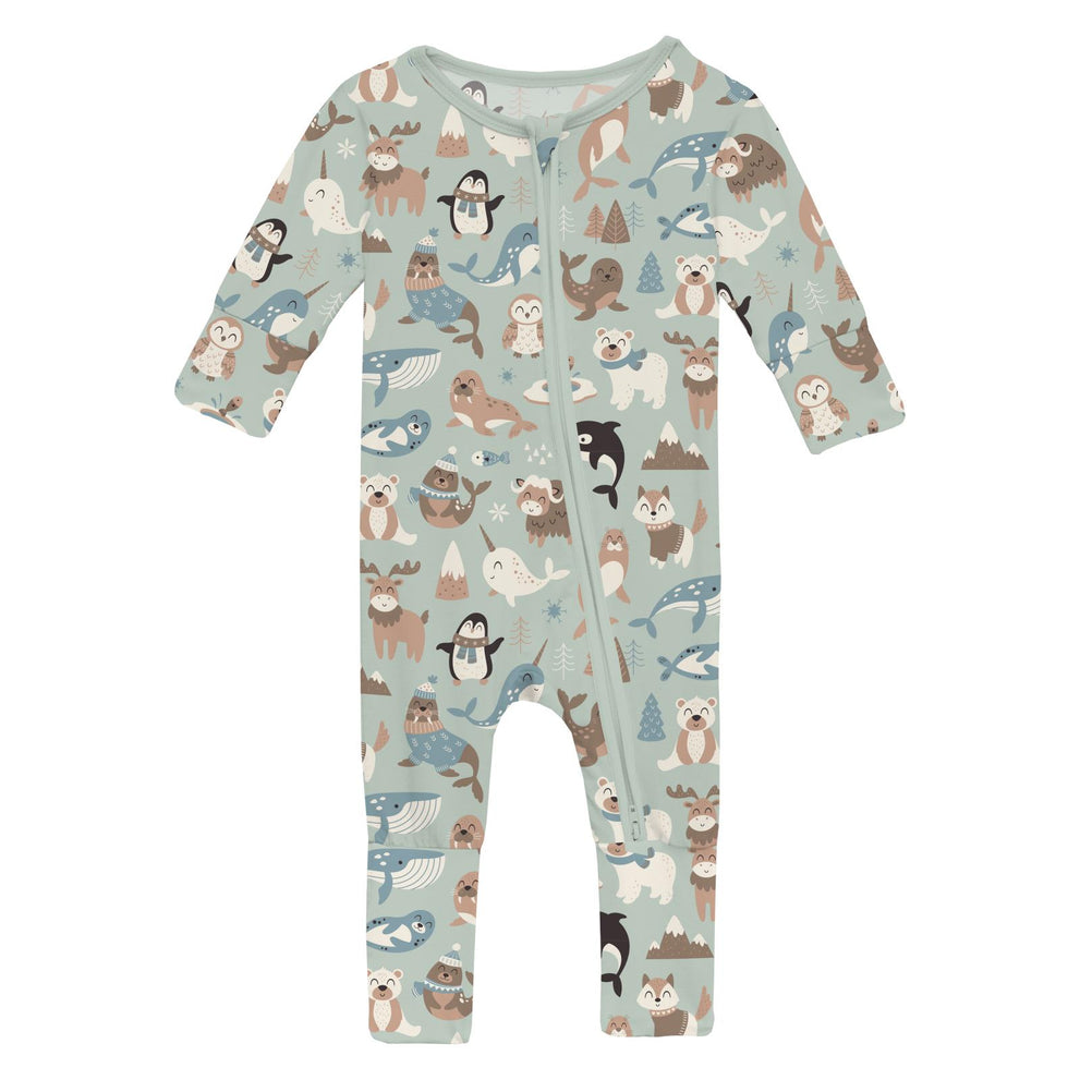 Print Convertible Coverall- Aloe Arctic Animals by Kickee Pants