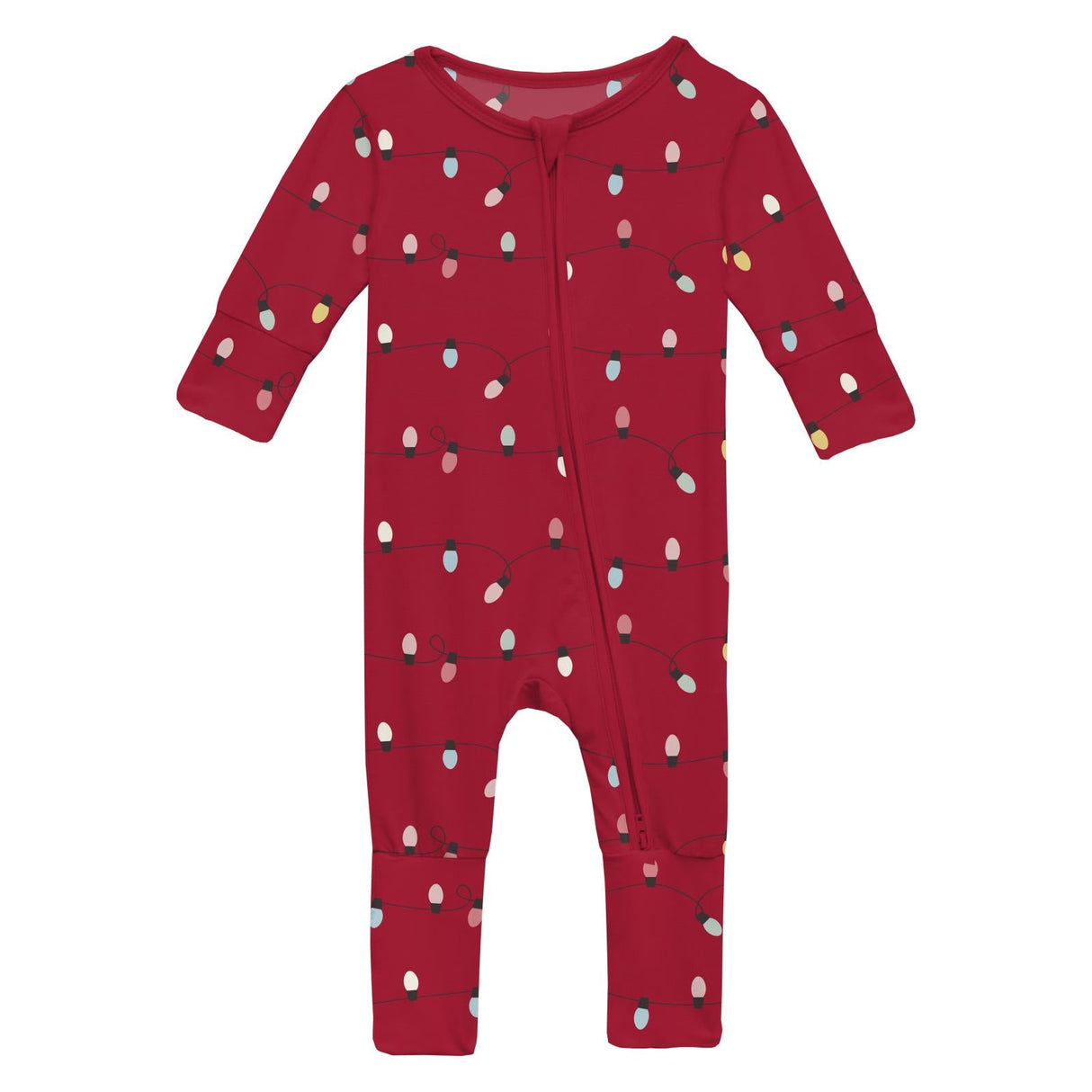 Print Convertible Coverall- Crimson Holiday Lights by Kickee Pants
