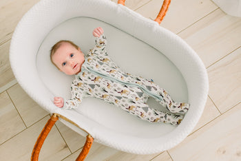 Print Footie with 2 Way Zipper- Natural Forest Moose by Kickee Pants