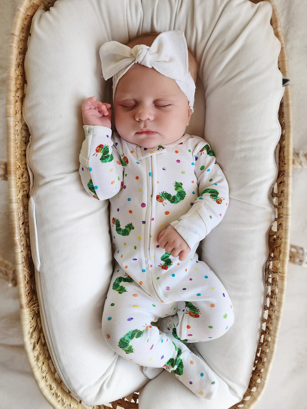 Organic 2-Way Zipper Footie in Caterpillar by L'ovedbaby