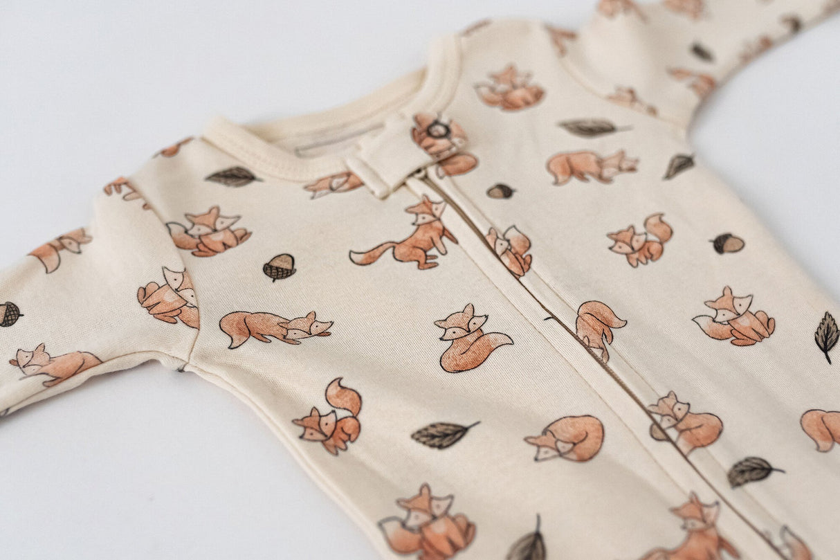 Organic 2-Way Zipper Footie in Foxy by L'ovedbaby