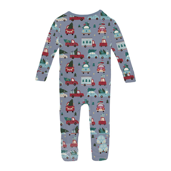 Print Convertible Coverall- Moonlight Christmas Cars & Trucks by Kickee Pants