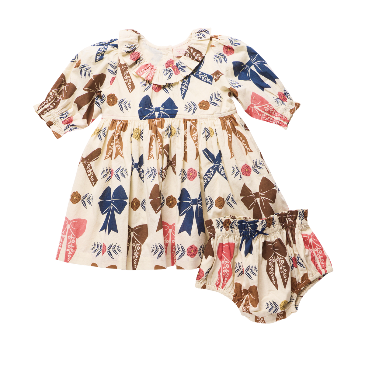 Baby Girls Amara Dress Set- Harvest Bows by Pink Chicken