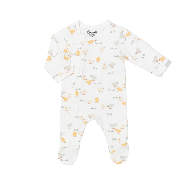 Infant/Kid Neutral Cotton-modal Zipper Footie in Chicks by Coccoli