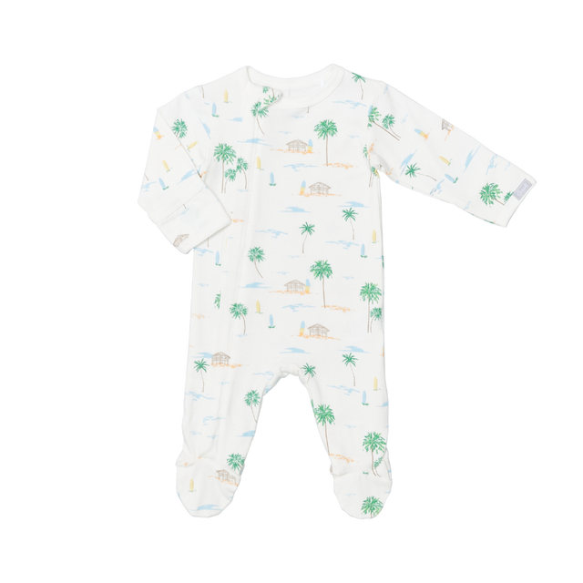 Infant/Kid Boy Cotton-Modal Zipper Footie in Palm Trees by Coccoli