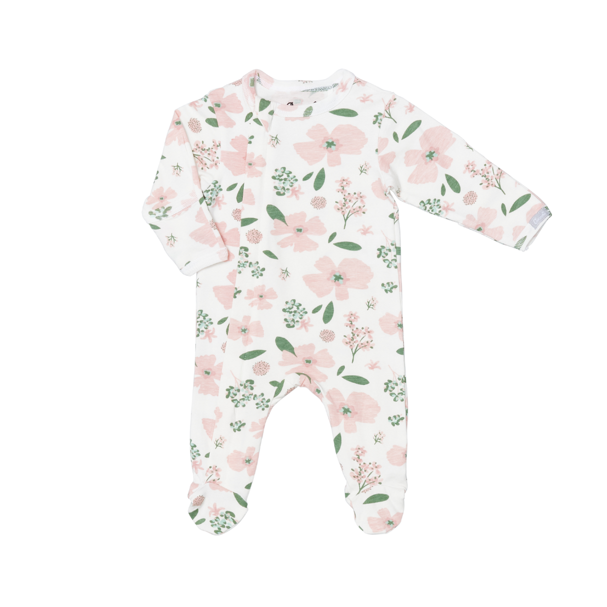 Infant/Kid Girl Cotton-modal Zipper Footie in Floral by Coccoli
