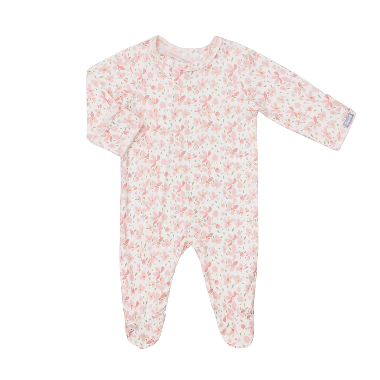 Modal Zipper Footie- Floral on Cream by Coccoli