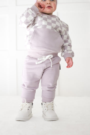 Checkered Pocket Jogger - Lavender by Little Bipsy