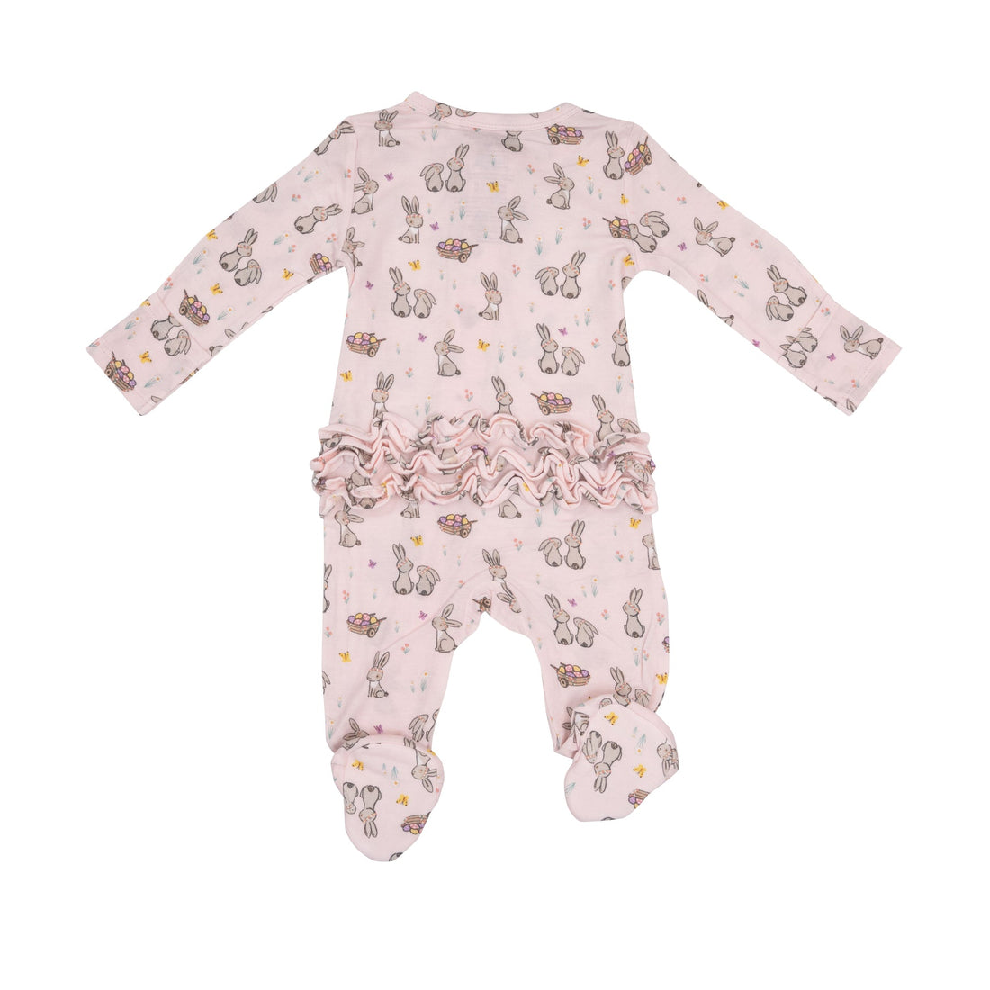 2-Way Ruffle Back Zipper Footie in Pink Bunnies by Angel Dear