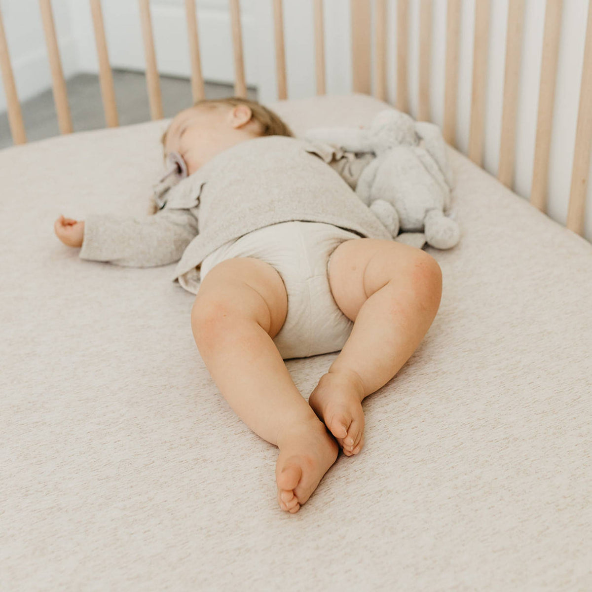 Fitted Crib Sheet in Oat by Copper Pearl