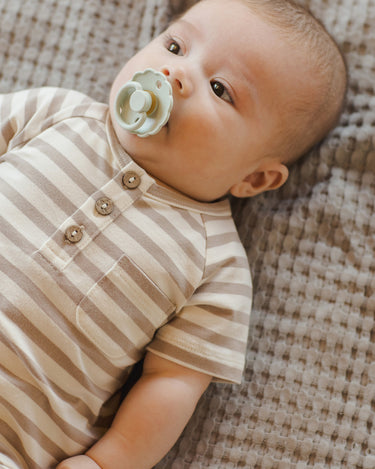 Short Sleeve Jumpsuit || Grey Stripe by Quincy Mae