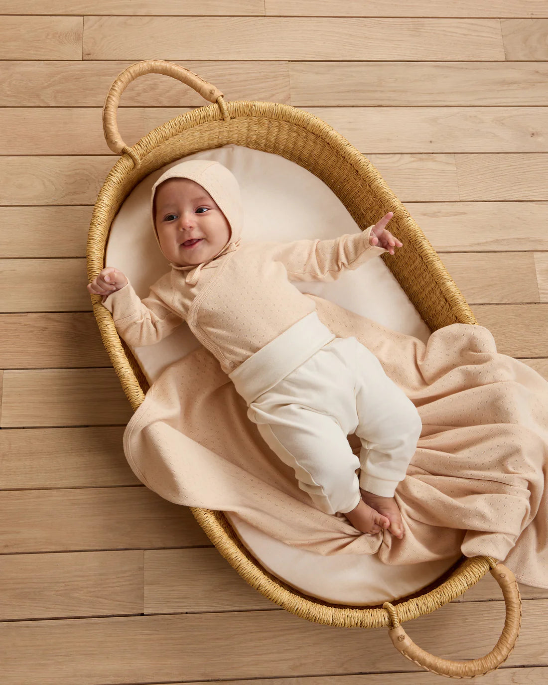 Pointelle Baby Blanket || Shell by Quincy Mae