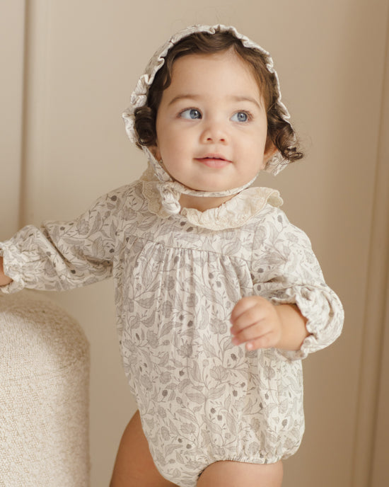 Collared Bubble Romper || Winter Floral by Quincy Mae