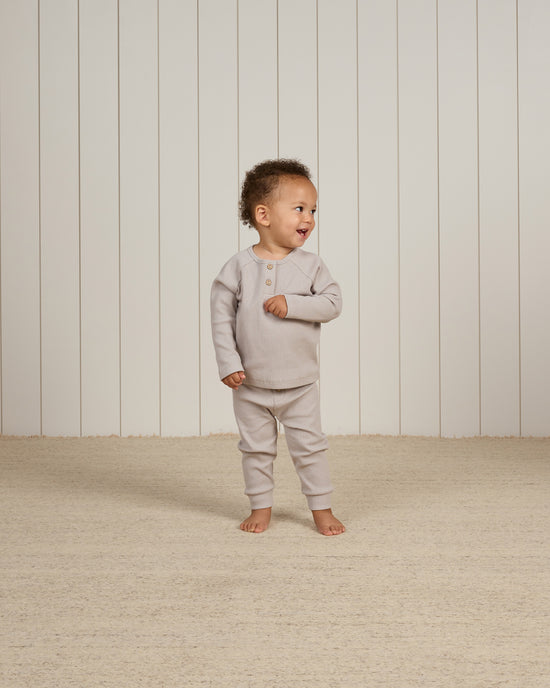 Henley Knit Top || Fog by Quincy Mae