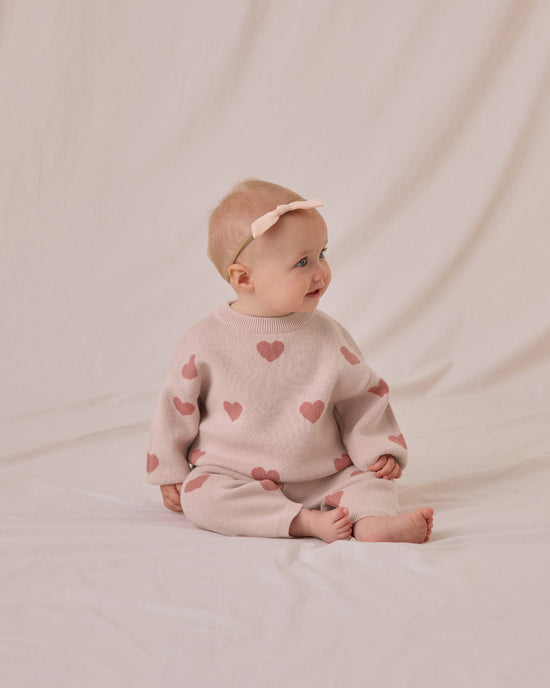 Heart Knit Sweater || Bubblegum by Quincy Mae