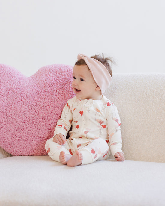 Zip Long Sleeve Sleeper || Heart Balloons by Quincy Mae