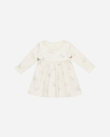 Long Sleeve Baby Dress || Swans by Quincy Mae
