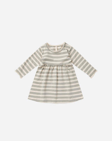 Long Sleeve Baby Dress || Basil Stripe by Quincy Mae